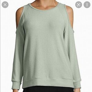 Design Lab White Soft Cold Shoulder Long Sleeve Sweatshirt Size Small